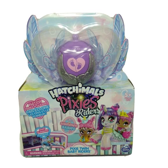 Hatchimals Pixies Riders Pixies Shimmer Twin Babies w/Nursery & Glider - Picture 2 of 6